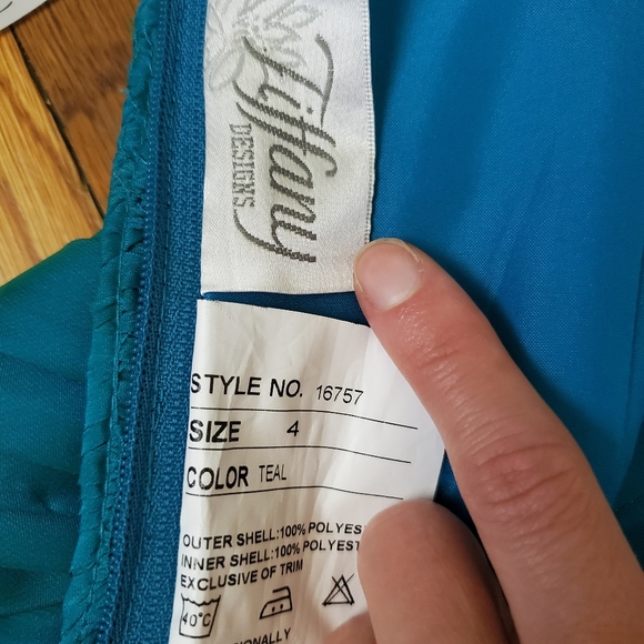 Strapless Sweatheart Gown Tiffany Designs Dress Size 4 Turquoise Teal - Picture 10 of 12